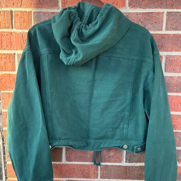 Éloquie Studios Forest Green Hooded Cropped Jacket - Picture 3 of 3